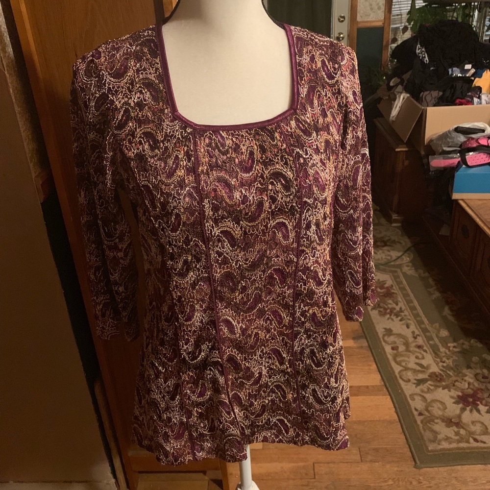 Gold Laced Maroon Blouse